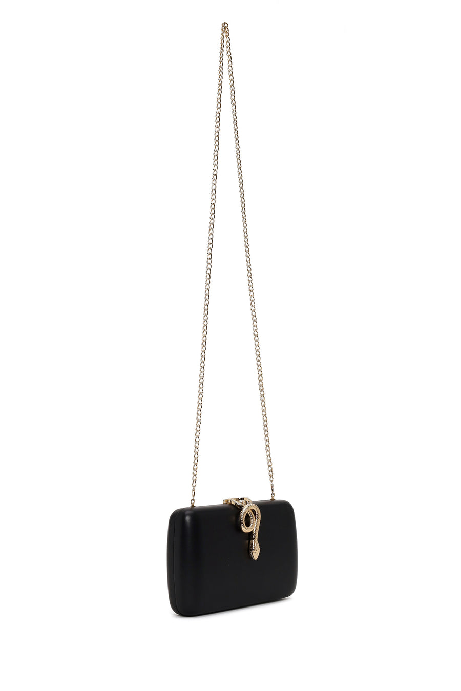 Woman Black Accessory-Detail Long Chain-Strap Mini Evening Clutch Bag