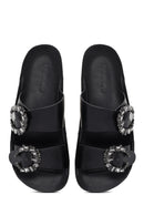 Women's Black Thick Soled Comfort Slippers | Derimod