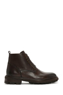 Men's Brown Zippered Leather Boots | Derimod