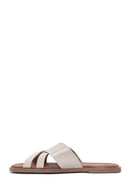 Women's Cream Leather Slippers | Derimod