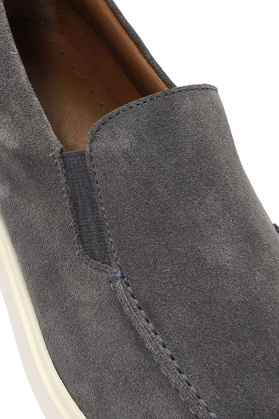 Erkek Gri Süet Deri Casual Loafer