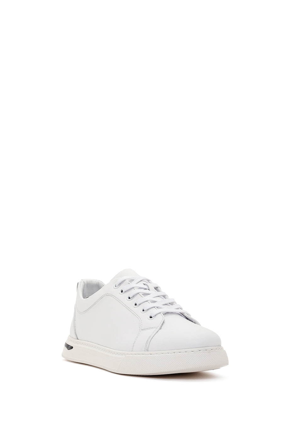 Male White Lace-Up Leather Sneaker