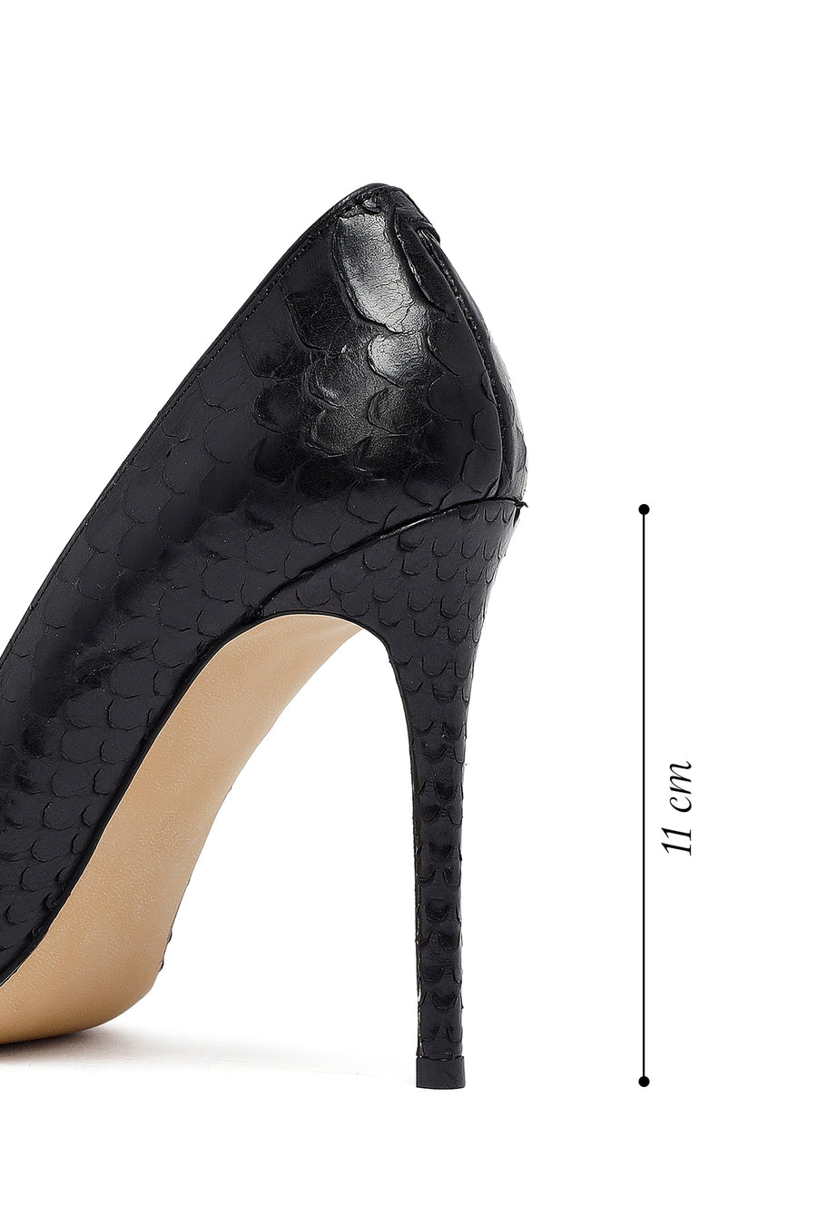 Women's Black Patterned High Thin Heel Leather Stiletto