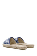 Women's Blue Straw Sole Knitted Espadrille Slippers | Derimod