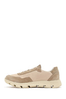 Women's Beige Lace-up Leather Sneaker | Derimod