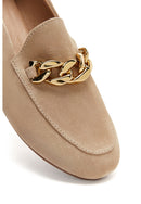 Women's Beige Suede Leather Masculine Loafer | Derimod