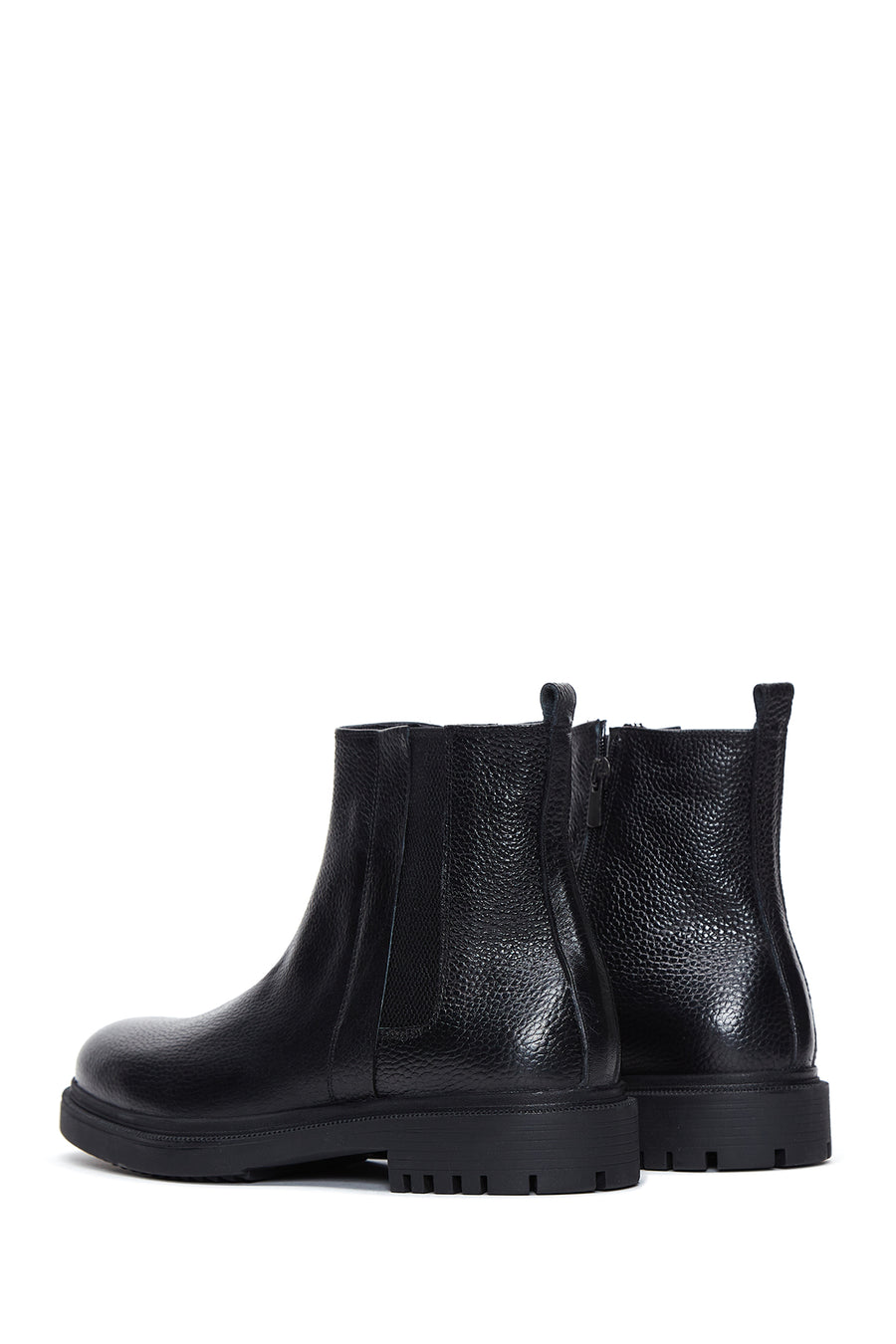 Men's Black Leather Zippered Boots