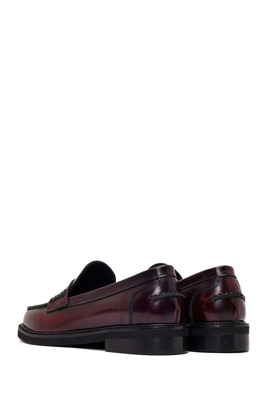 Kadın Bordo Deri Maskülen Loafer