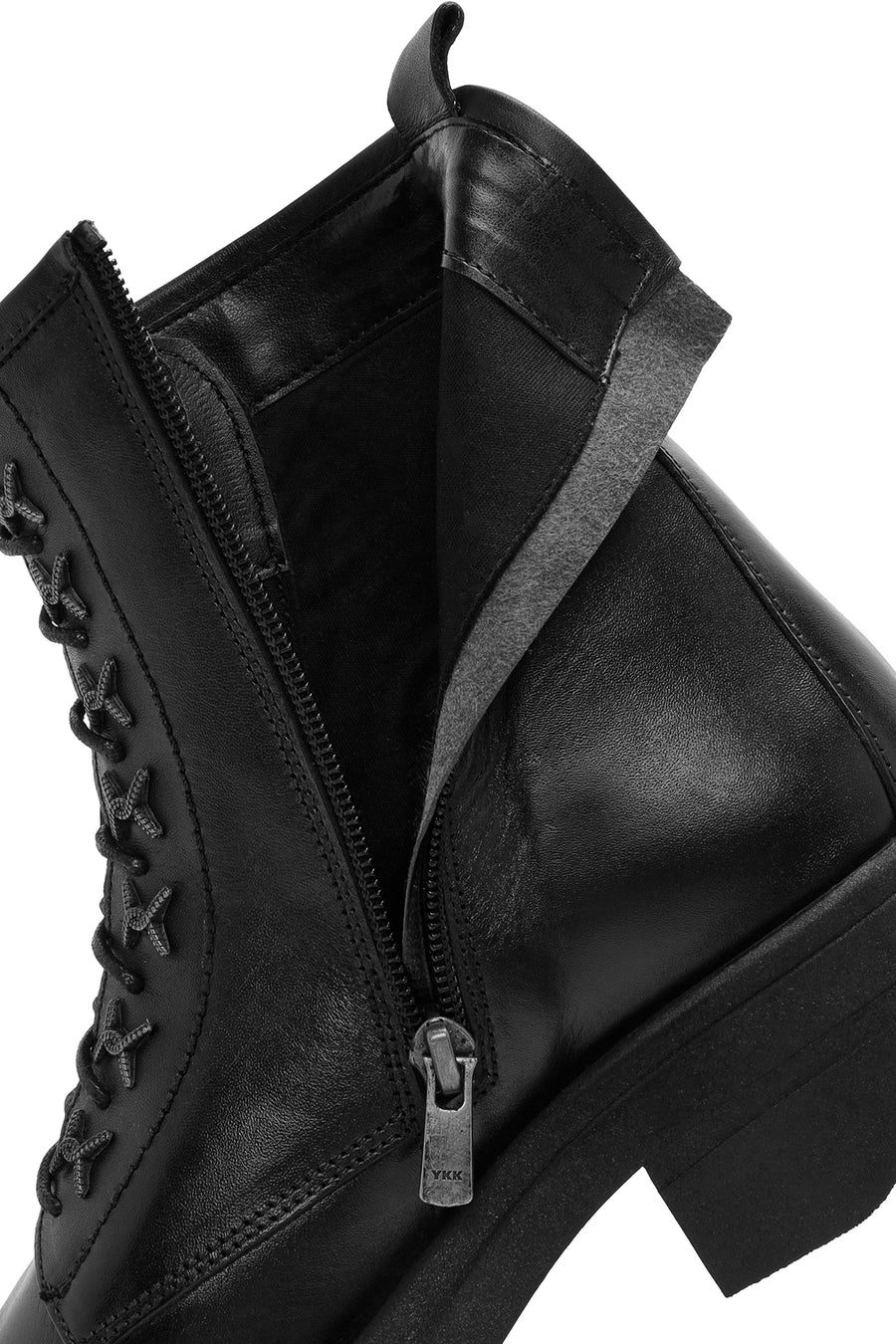 Women's Black Zippered Leather Boots