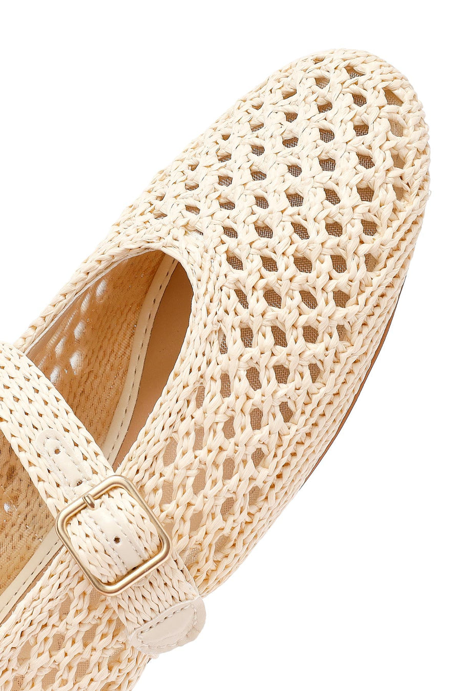Women's Beige Straw Ballerinas
