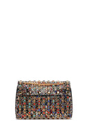 Women's Multi-Colored Long Chain Strap Stoned Shoulder Bag | Derimod