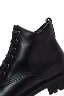 Women's Black Leather Zippered Boots | Derimod