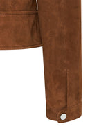 Layla Women's Brown Biker Suede Leather Jacket | Derimod