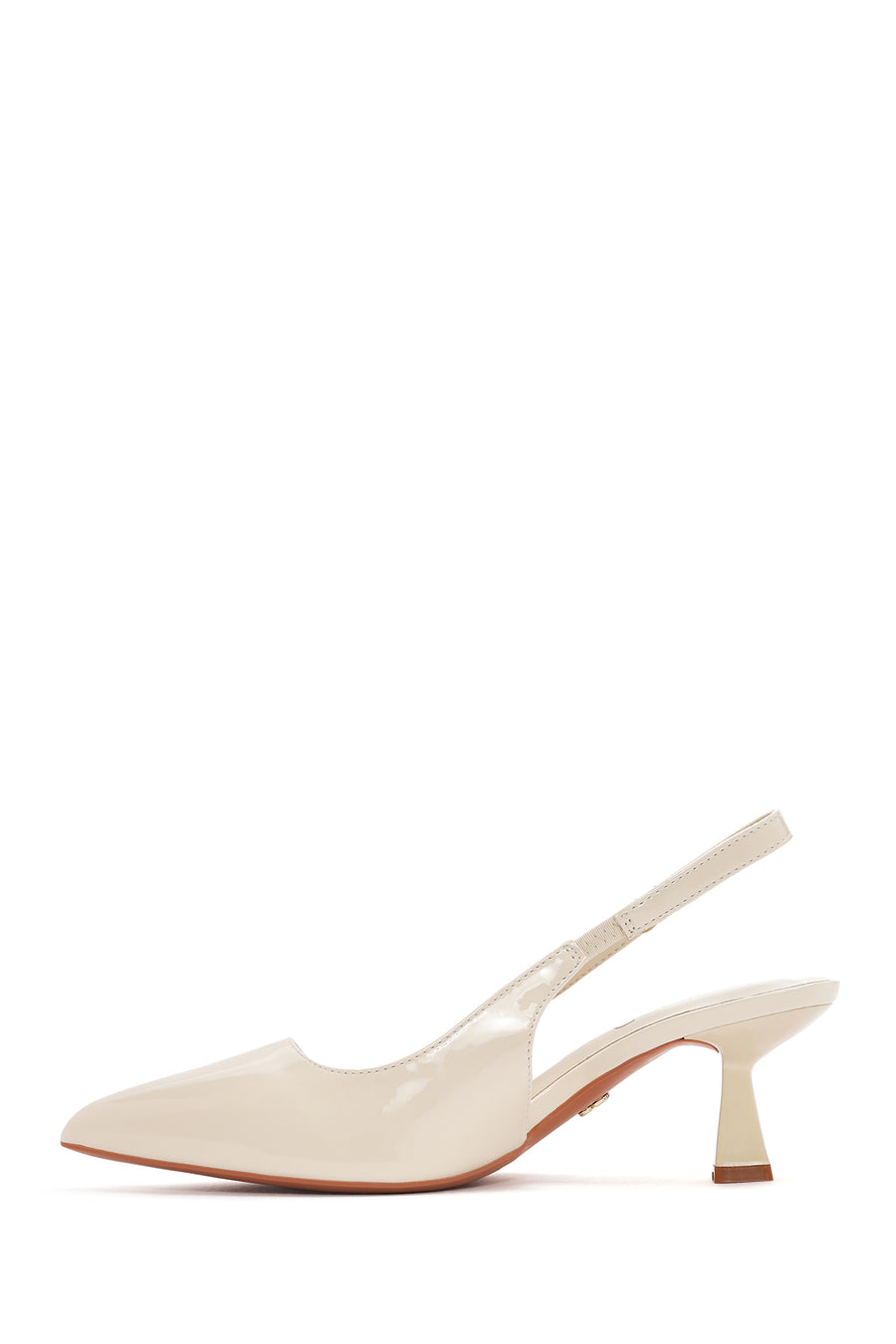 Women's Cream Open Back Thin Heeled Shoes