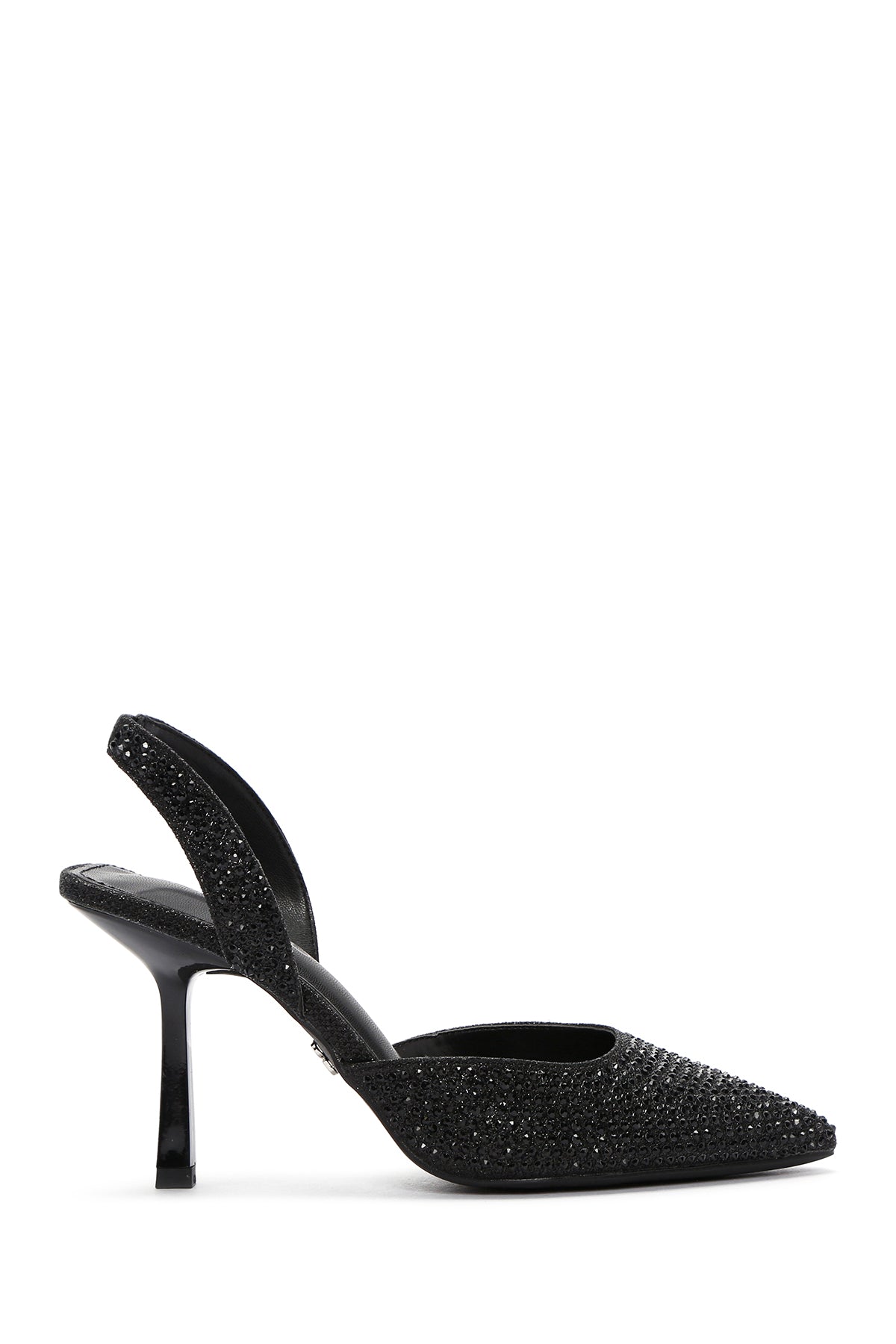 Kadın Siyah Taşlı Arkası Açık Topuklu Ayakkabı 24SFE4954TS | Derimod
