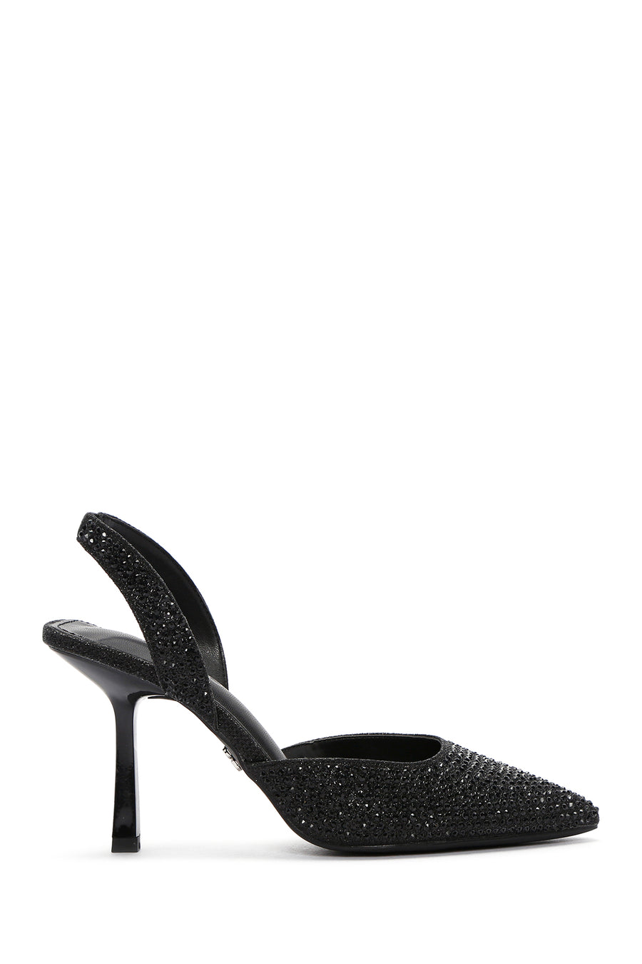 Women's Black Stone Open-Back Heeled Shoes 24SFE4954TS | Derimod