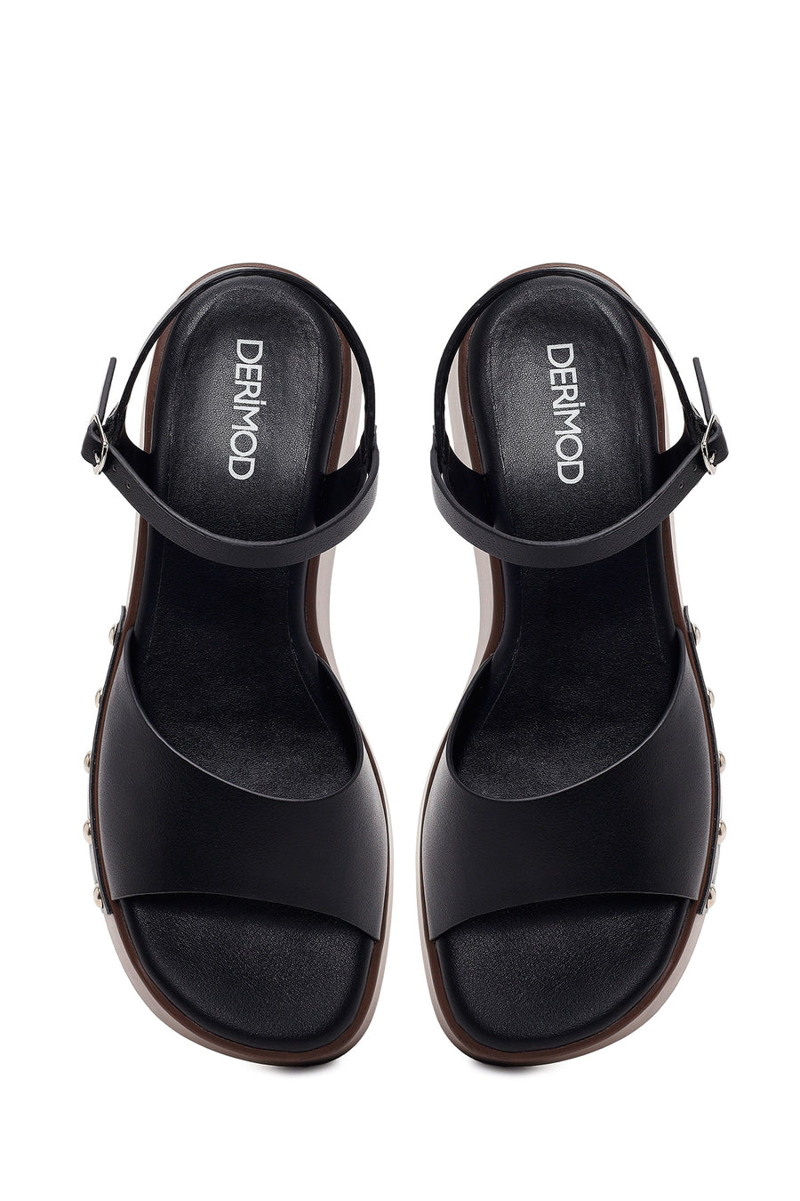 Women's Black Ankle Buckle Platform Sandals
