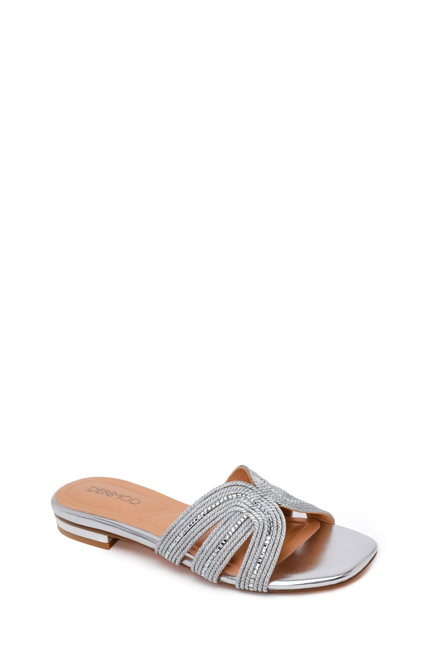 Woman Silver Slipper with Stones