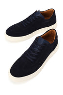 Erkek Lacivert Bağcıklı Süet Deri Sneaker | Derimod