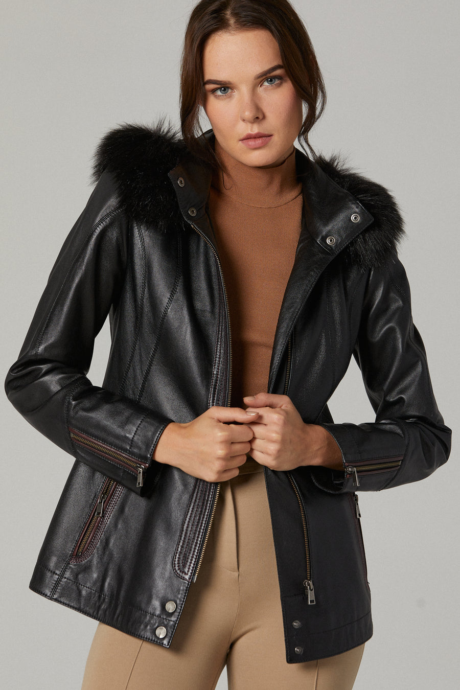 Laura Women's Leather Jacket 19WGE58361M | Derimod
