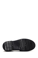 Women's Black Leather Masculine Loafer | Derimod