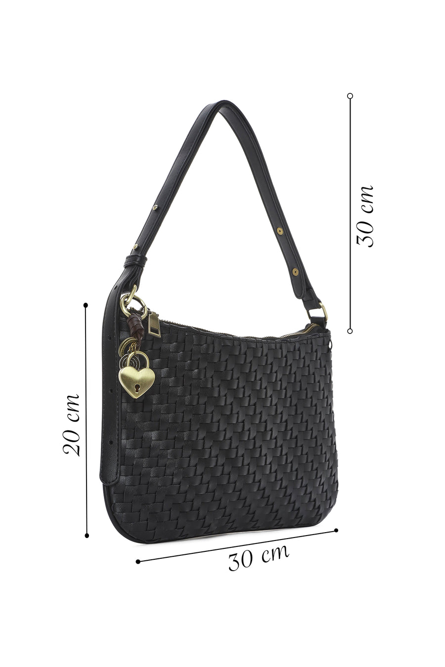 Women's Black Knitted Patterned Shoulder Bag