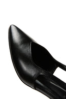 Women's Black Open-Back Heeled Leather Shoes | Derimod