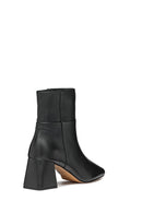 Geox Women's Black Coronilla Zippered Thick Heel Leather Boots | Derimod