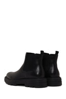 Male Black Thick-Soled Leather Casual Chelsea Boots | Derimod