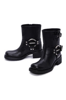 Women's Black Leather Buckle Boots | Derimod