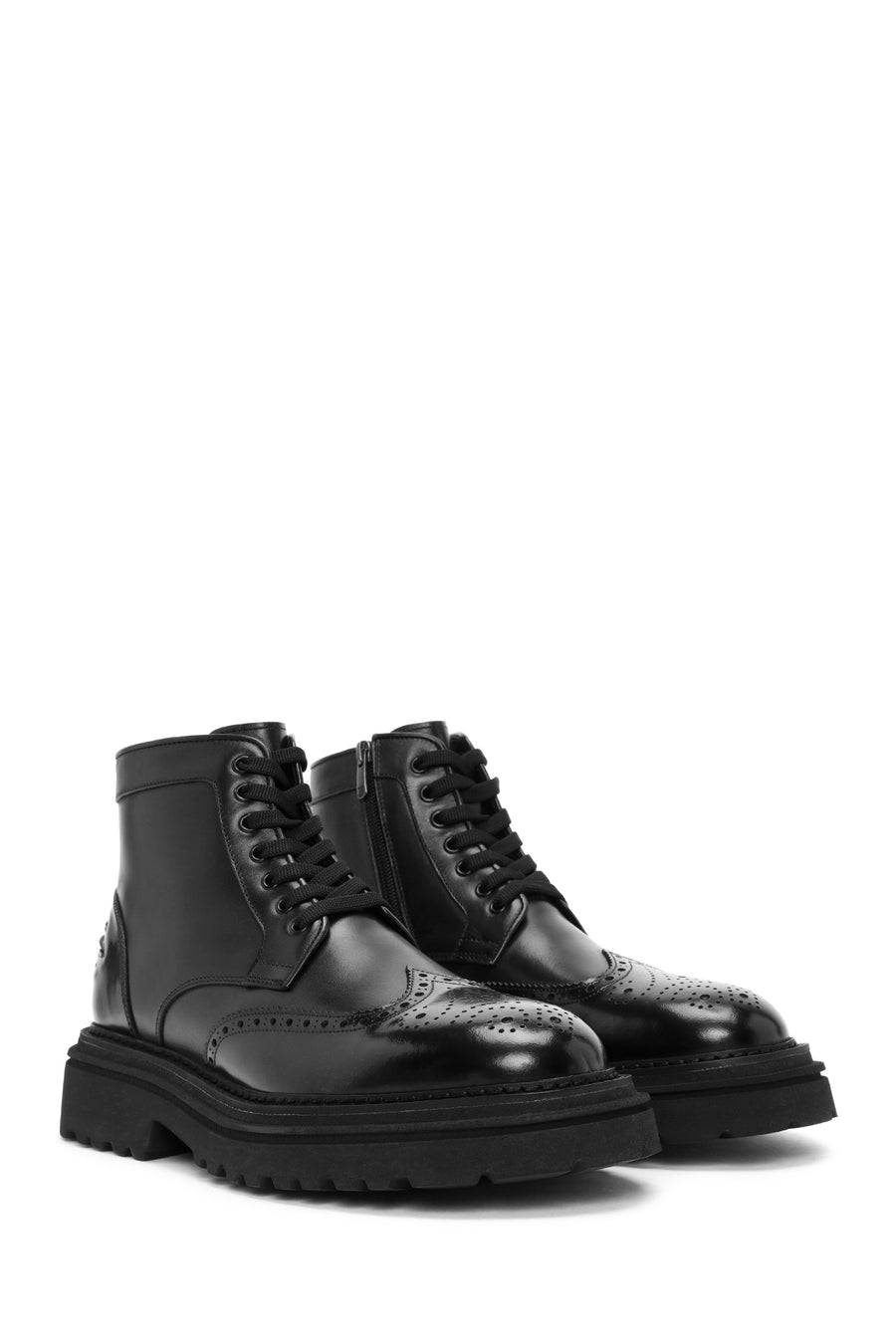Men's Black Zippered Leather Casual Boots