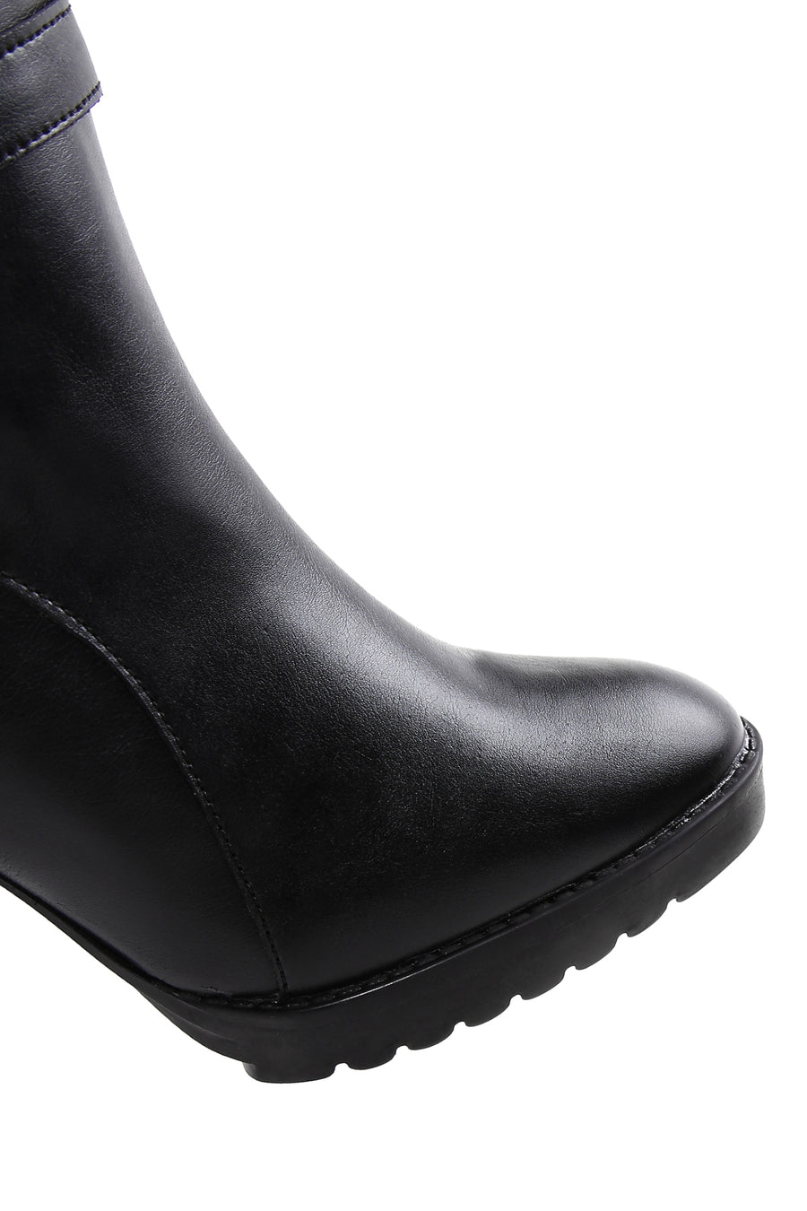 Women's Black Buckle Heeled Boots