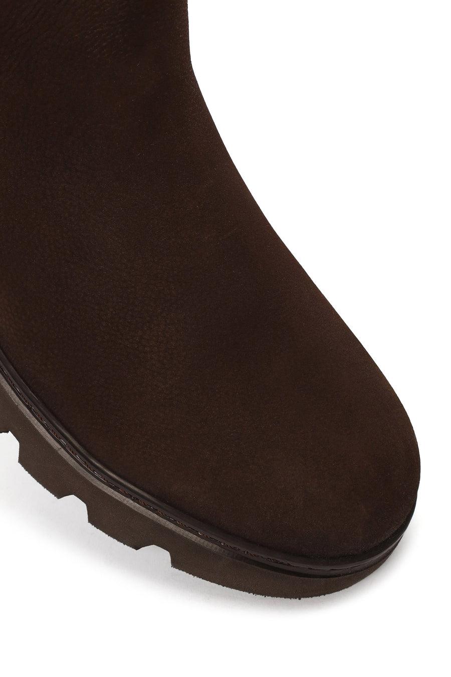 Male Brown Thick-Soled Nubuck Leather Chelsea Boots