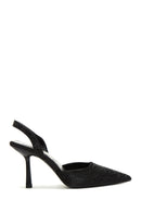 Women's Black Stone Open-Back Heeled Stiletto | Derimod