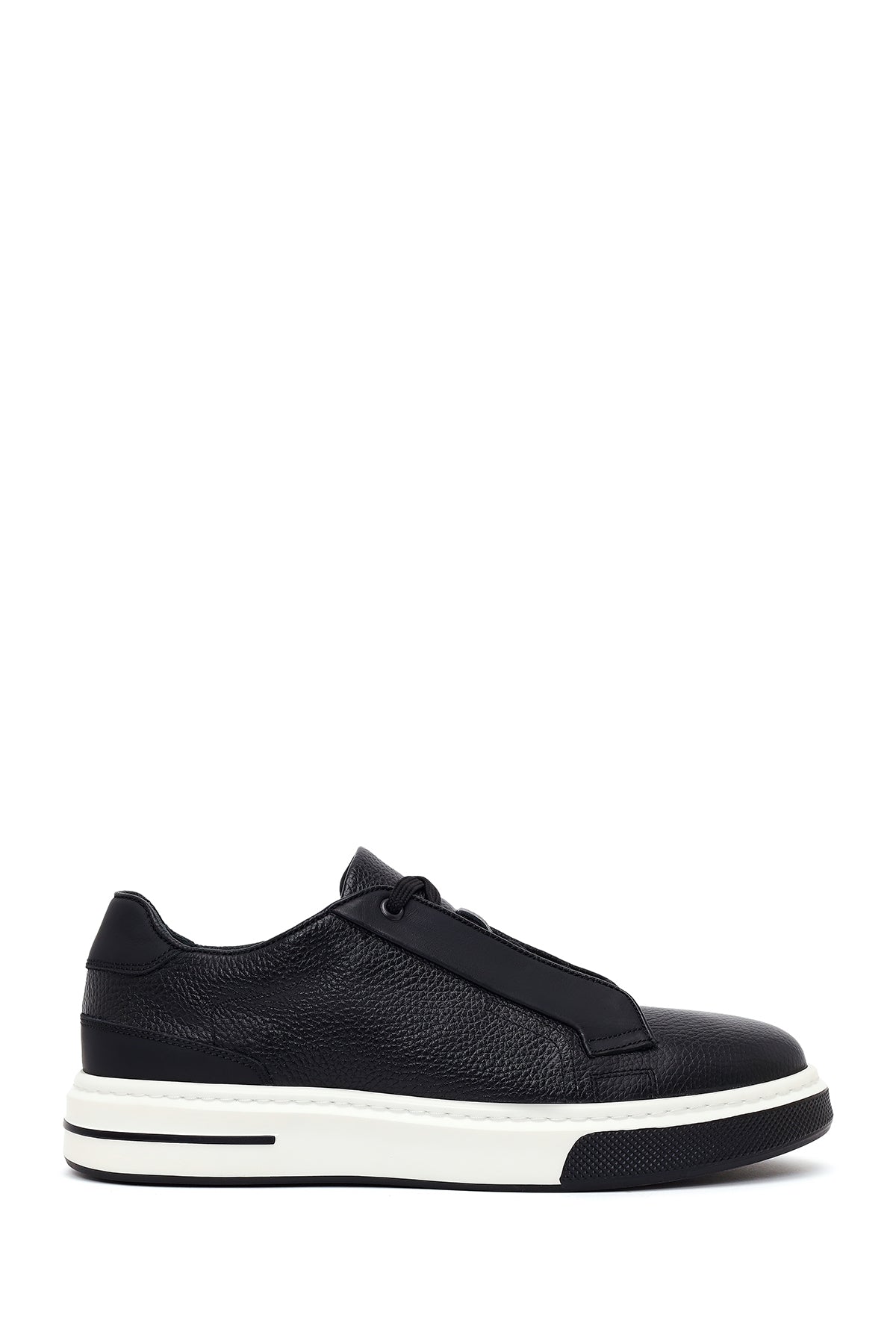 Erkek Siyah Bağcıklı Kalın Tabanlı Deri Sneaker WM740012DF | Derimod