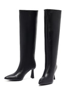 Woman Black Heels Leather Boot | Derimod