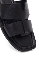 Women's Black Leather Slippers | Derimod