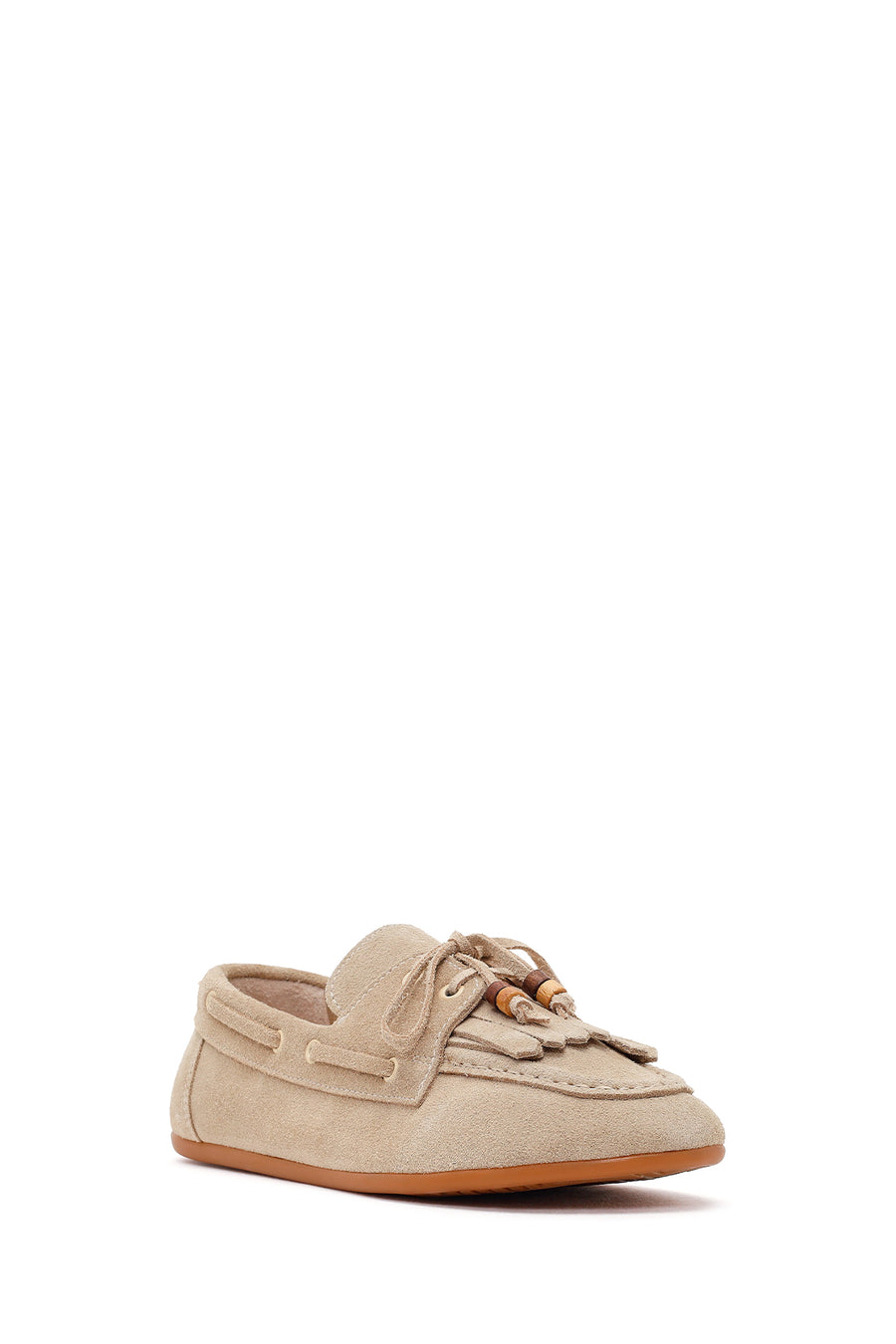 Women's Beige Tassel Suede Leather Loafer
