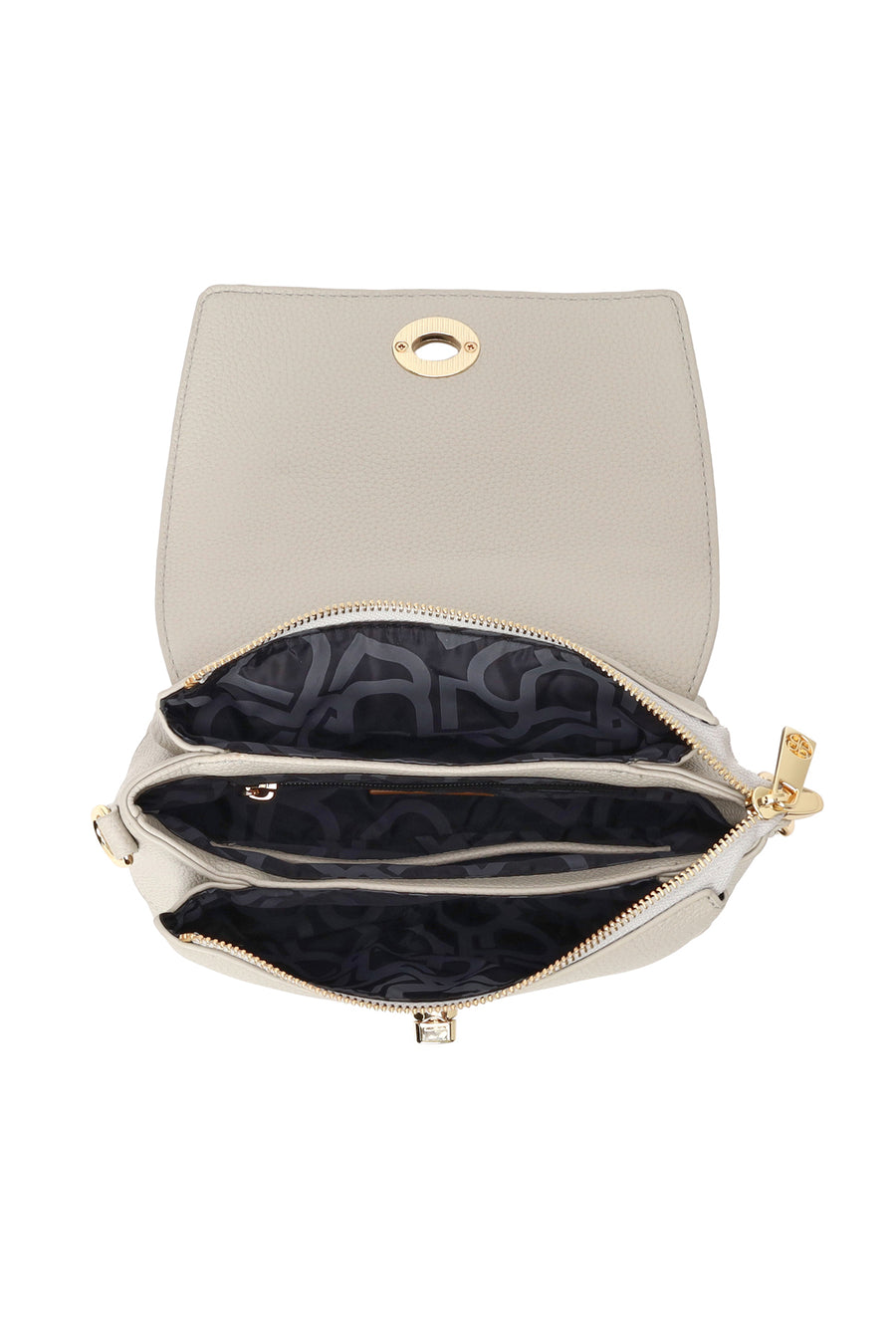 Woman Gray Long-Strap Patterned Shoulder Bag