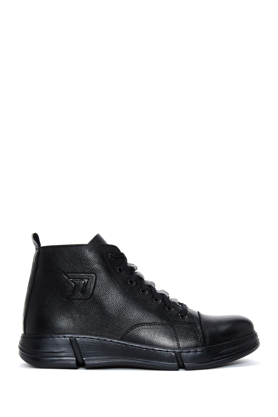 Men's Black Leather Zippered Boots 22WFD6864FT | Derimod