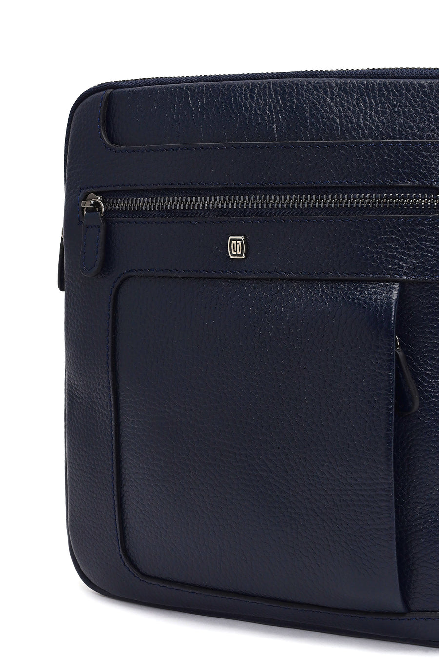 Men's Navy Blue Long Strap Leather Shoulder Bag