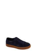 Male Navy Lace-up Suede Leather Sneaker | Derimod