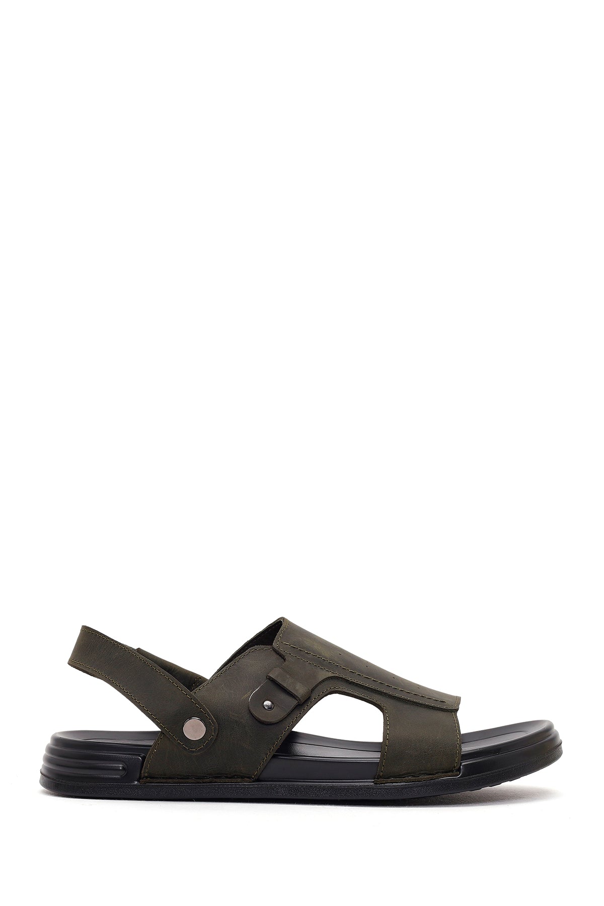 Erkek Haki Nubuk Deri Sandalet 26SFD6259V3 | Derimod