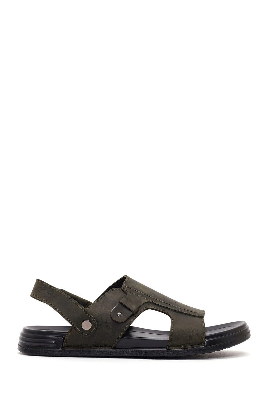 Male Khaki Nubuck Leather Sandals 26SFD6259V3 | Derimod