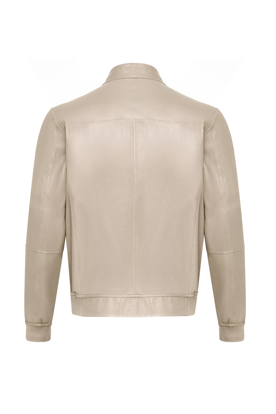 Suarez Men's Beige Mandarin Collar Suede Leather Jacket