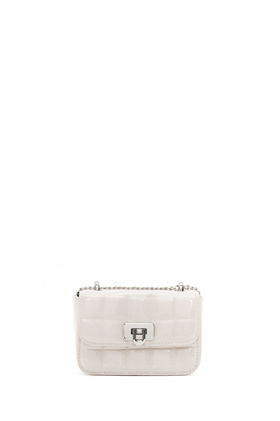 Woman Cream Long-Strap Quilted Mini Crossbody Bag