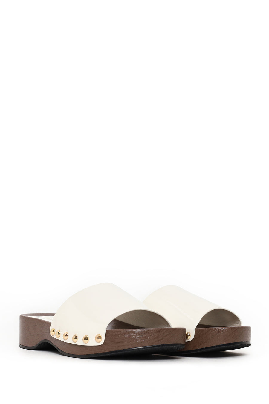 Woman Cream Thick-Soled Patent Leather Slipper
