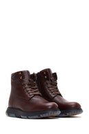 Men's Brown Leather Zippered Casual Boots | Derimod