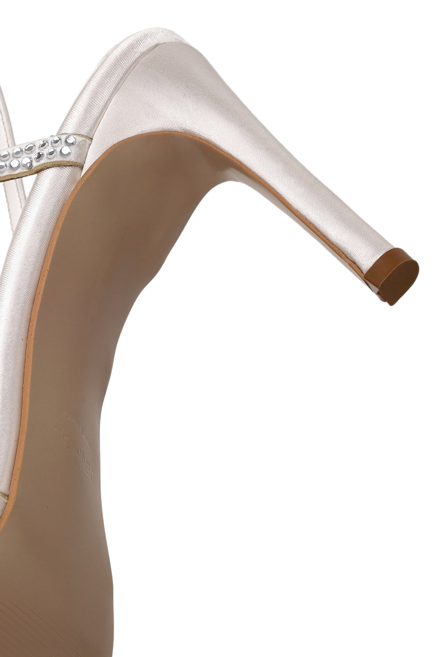 Woman Beige Ankle-Buckle Thin-Heel Embellished Sandal
