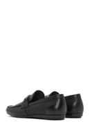 Men's Black Printed Leather Casual Loafer | Derimod